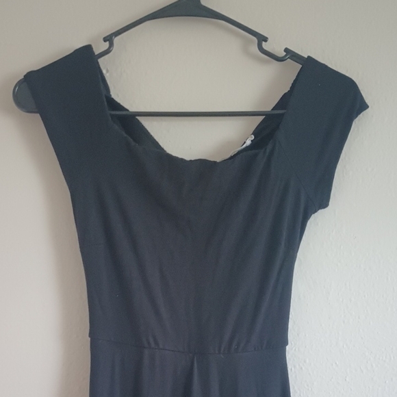 Lush Black Midi Dress Women's Size Small Cross Over Cut Out Back Fit And Flare - Picture 4 of 11